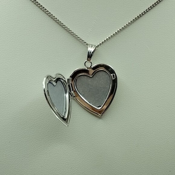 Sterling Polished Heart Locket Pendant Necklace - Picture 7 of 15